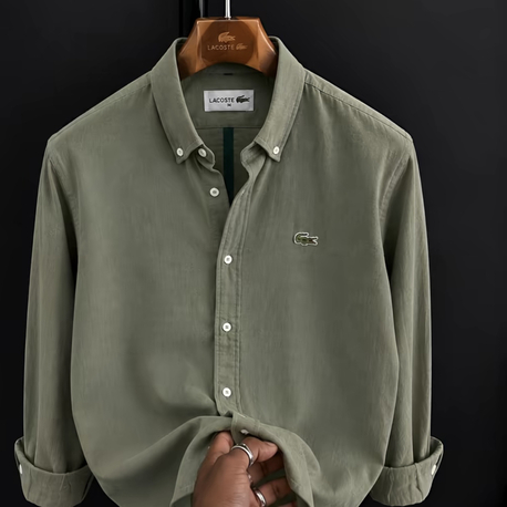 LACOSTE - YEŞİL - %100 HAM KETEN GÖMLEK 
