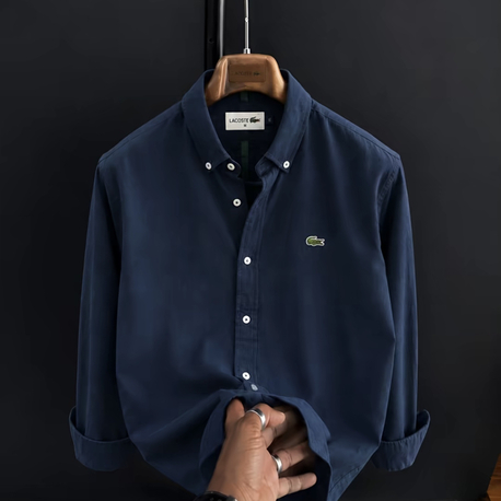 LACOSTE - LACİVERT - %100 HAM KETEN GÖMLEK 