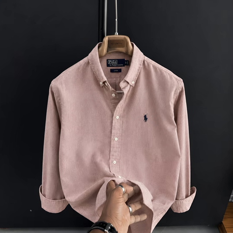 POLO - TOZ PEMBE - %100 HAM KETEN GÖMLEK 