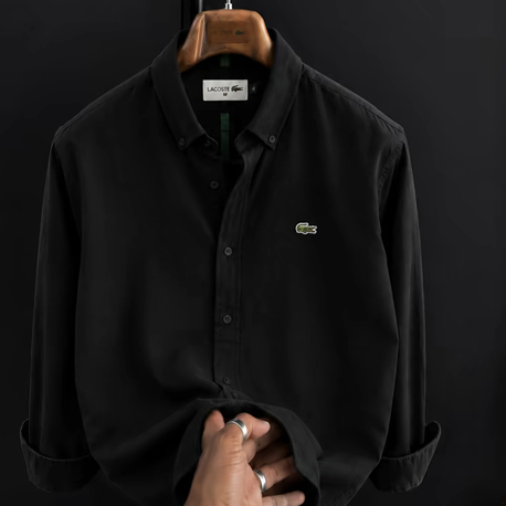 LACOSTE - SİYAH - %100 HAM KETEN GÖMLEK 
