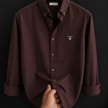 GANT - BORDO - %100 HAM KETEN GÖMLEK 