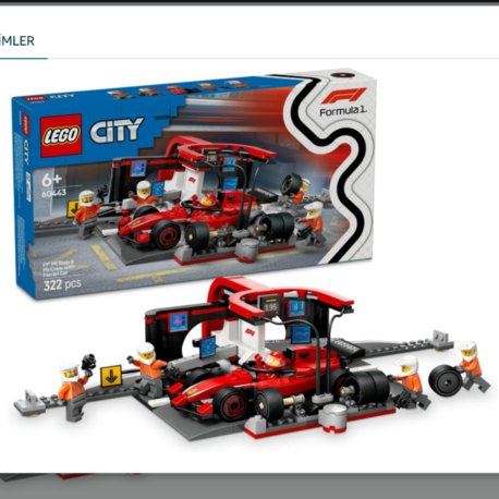 LEGO City Ferrari Arabalı F1 Pit Stop ve Pit Ekibi 60443 - 322 PARÇA