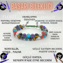 Doğal Taş Başarı Bilekliği 6mm Çift Sıra Ayarlanabilir Ölçü