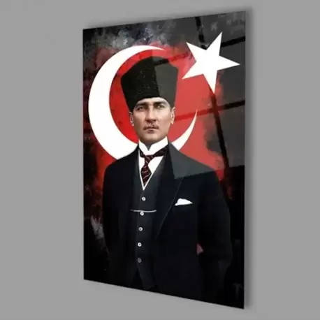 Camdan Tablo Atatürk Silüet Cam Tablo 50X70