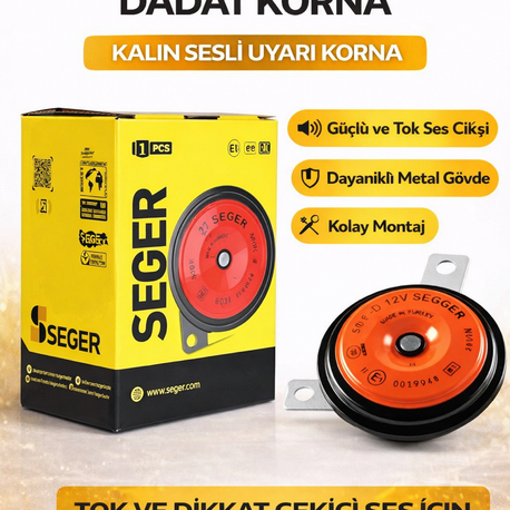 Seger Dadat Kalın Ses Korna 12V Tekli Disk Korna