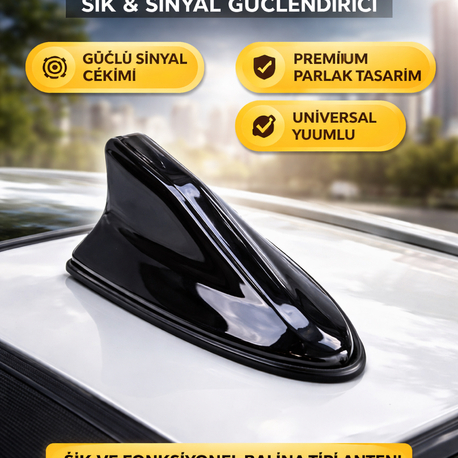 Universal Balina Anten Siyah Parlak Shark Fin Araç Tavan Anteni