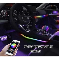 Navimex Araç İçi Ambiyans Aydınlatma Sistemi 64 Renk RGB LED Bluetooth Destekli 