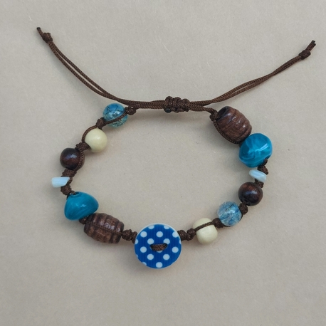 Blue Dotty Button Bileklik