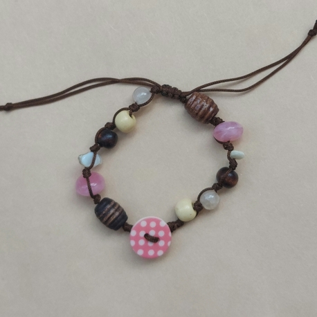 Pink Dotty Button Bileklik