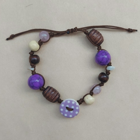 Purple Dotty Button Bileklik