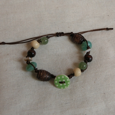 Green Dotty Button Bileklik