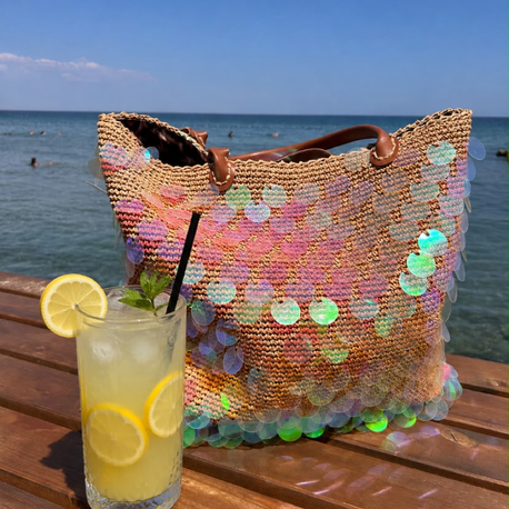 Tropica Payetli Plaj Çantası