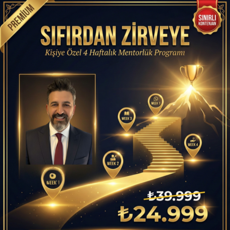 Sıfırdan Zirveye  4 Haftalık Birebir Mentorlük | Video Eğitim + E-Kitaplar Dahil