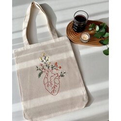 Heart Alt Körüklü Kanvas Bez Çanta