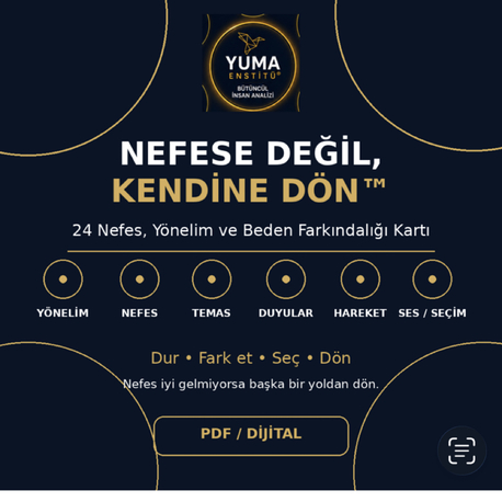 Nefese Değil, Kendine Dön™ – 24 Nefes, Yönelim ve Beden Farkındalığı Kartı