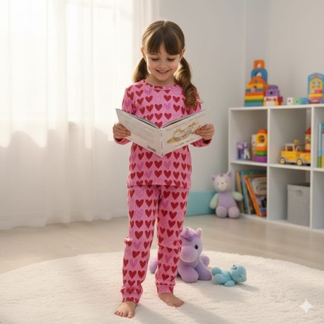 Kalp Desenli Pijama Takımi