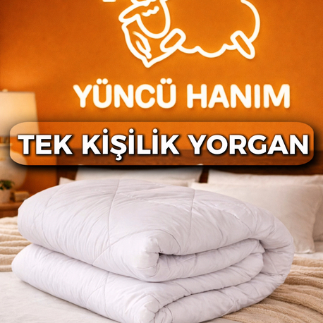 Kuzu Yünü Yorgan Tek Kişilik 155x215 cm   2,5 kg Merinos Kuzu Yünü