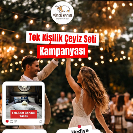 Tek Kişilik Çeyiz Seti (TEK ADET YÜN YASTIK ALEZİ  Hediyeli)