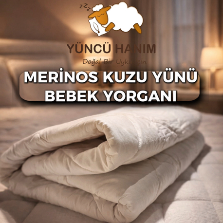 Kuzu Yünü Bebek Yorganı 95x145 cm