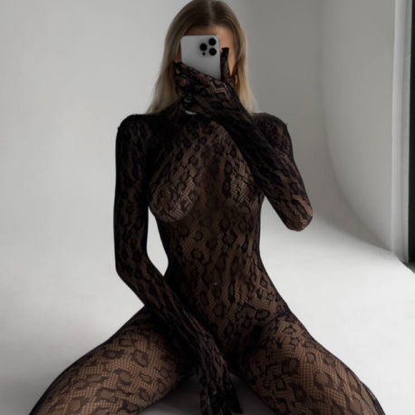 Leopar Vücut Çorap