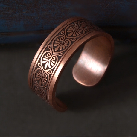 Motif İşlemeli Bakır Yüzük-ZRN0086