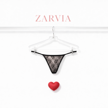 ZARVIA Dantel İşlemeli Şık Feminen Tanga Siyah