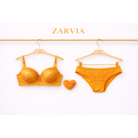 ZARVIA Destekli Dolgulu Turuncu Sütyen Slip Takım 