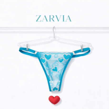 ZARVIA Kalpli Dantel Tanga – Ayarlanabilir Askılı, Şeffaf Tasarım