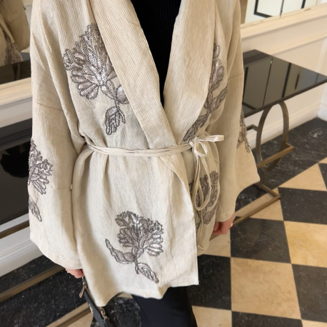 Nakış Detaylı Oversize Kimono Ceket