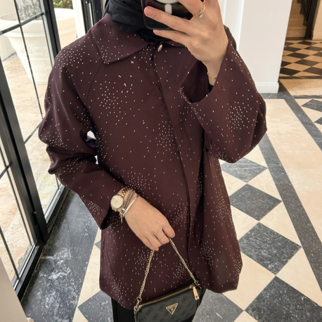 Serpme Taşlı Gömlek/Ceket - Bordo