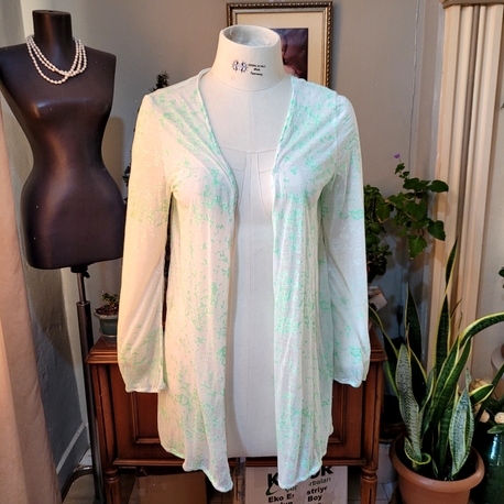 Yeşil Batik Pamuklu Kimono Hırka