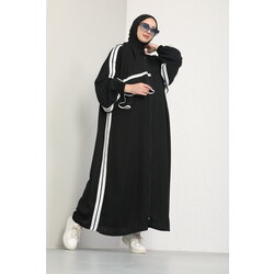 Şeritli abaya şalı ile takım lastikli kol