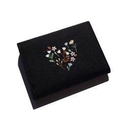 Kalp Nakışlı Mini Cüzdan (Siyah)