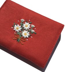 Papatya Nakışlı Mini Cüzdan (Kırmızı)