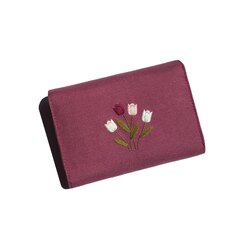 Lale İşlemeli Mini Cüzdan (Koyu Pembe)