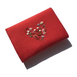 Kalp Nakışlı Mini Cüzdan (Kırmızı)