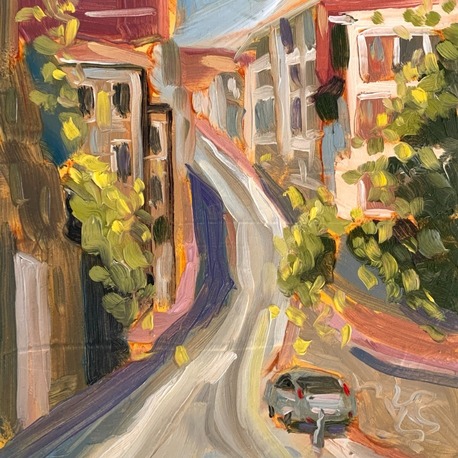 Kabataş Yokuşları I - Orijinal Yağlı Boya Tablo (17.5x25 cm)