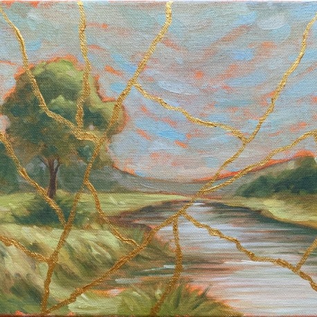 Kintsugi Landscape I - Orijinal Yağlı Boya Tablo (20x30 cm)
