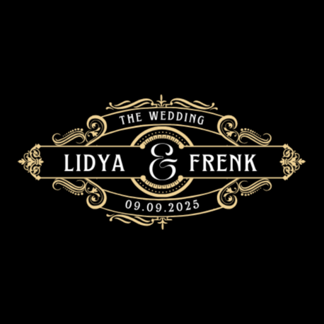 Black Gold Luxury and Vintage Wedding Invitation Ornamental Logo