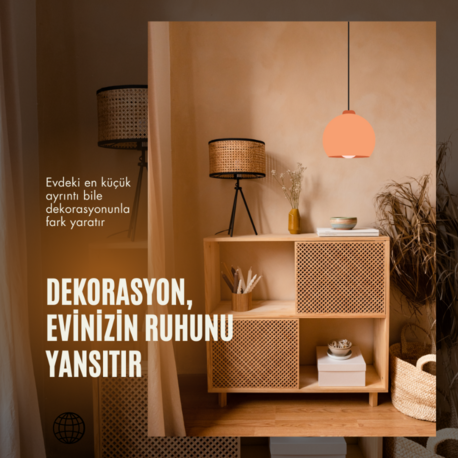 Kahverengi Modern Ev Dekorasyonu Instagram Gönderisi