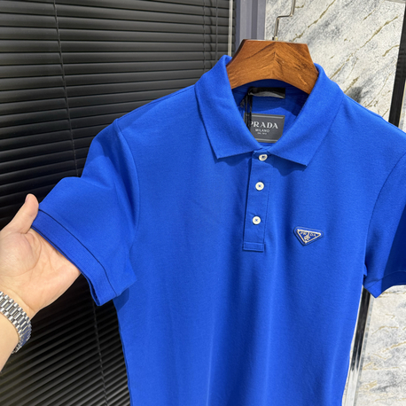 Premıum Prada Saks Mavisi Polo Yaka