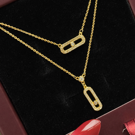 VİP | Gold Messika İkili Kolye