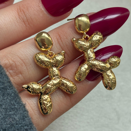 Balloon Dog Gold Küpe | Modern Tasarım