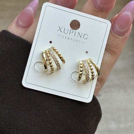 Xuping | Minimal Katmanlı Gold Küpe