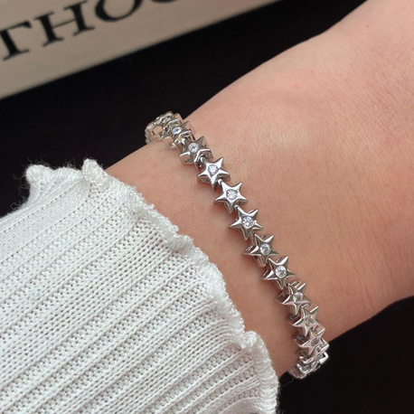 Yıldız Taşlı Silver Bileklik
