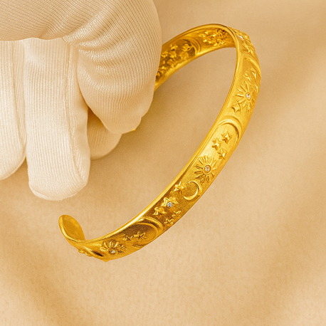 Vintage Desenli Gold Kelepçe