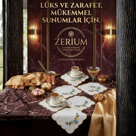 Premium 6’lı Kokteyl ve Kahve Altı Sunum Peçetesi Çiçek Tacı Serisi - 20252001327