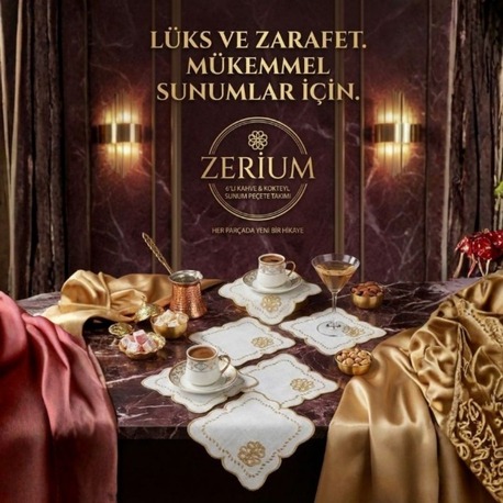 Premium 6’lı Kokteyl ve Kahve Altı Sunum Peçetesi Altın Sırma Serisi - 20252001326