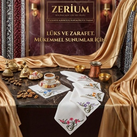 Premium 6’lı Kokteyl ve Kahve Altı Sunum Peçetesi Osmanlı Motifleri Serisi 01 - 20252001320