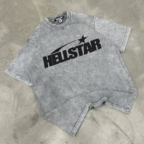 HELLSTAR Yıkamalı T-shirt (Beyaz)